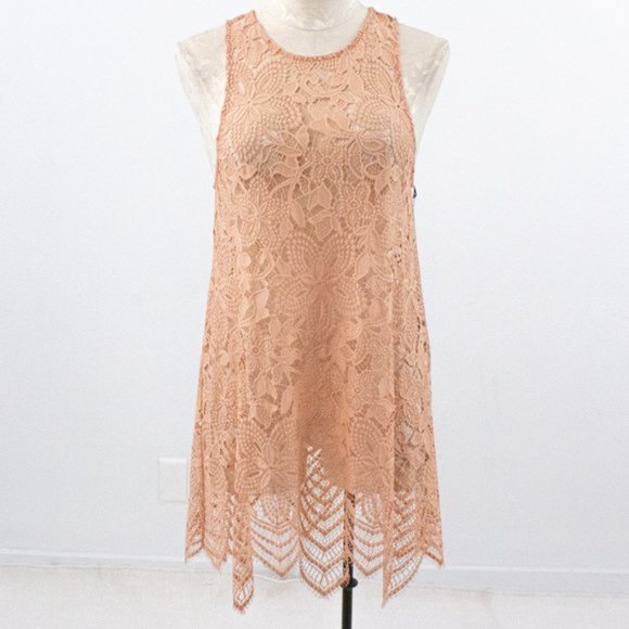 For Love & Lemons Lace Mini Dress Short Pink Peach - Picture 6 of 10